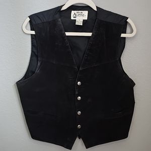 Vintage Black Suede Leather Motorcycle Vest Size Medium